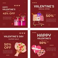 Valentine template set with cute illustrations for promoting your business vector