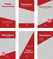 Red banner template set for valentine vector