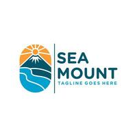 logo illustration of mountain and beach views vector