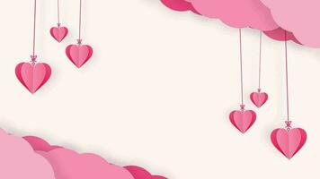 Whispers of Love Romantic Backdrop with Heart Hangings and Clouds Looping Animation Blank Video Background