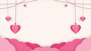 Romantic Skyline Serenade Of Heart Shaped Decor and Dreamy Clouds Looping Animation Blank Video Background