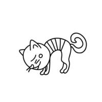 Cute striped cat vector illustration. Animal doodle icon isolated.