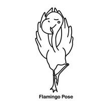 Animal yoga, flamingo pose. Cute flamingo hand drawn vector illustration in doodle style.