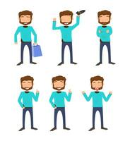 Leisurely Retail Therapy - Casual Cartoon Illustrations of a Man Exploring Shops in Stylish Graphic Shirts vector