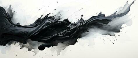 AI generated Black ink splashes on white background photo