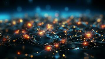 AI generated Abstract blue network background photo