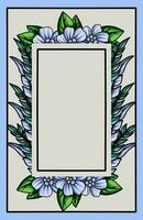 frame the border with an arrangement of leaves and flowers. Vector design