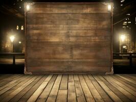 AI generated an empty wooden billboard photo