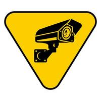 cctv video surveillance sign labels poster building icon template design vector