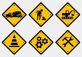 under construction warning sign building icon set bundle pictogram printable signs poster template design vector