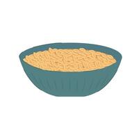 Oatmeal Porridge in blue Bowl. Vector illustration of healthy breakfast.