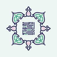 Bismillah Written in Islamic or Arabic Calligraphy with vintage frame. Meaning of Bismillah, In the Name of Allah, The Compassionate, The Merciful. vector