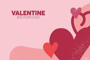 Background of hearts with grunge effect in vintage pink and red color vector