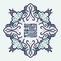 Bismillah Written in Islamic or Arabic Calligraphy with vintage frame. Meaning of Bismillah, In the Name of Allah, The Compassionate, The Merciful. vector