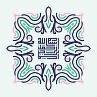 Bismillah Written in Islamic or Arabic Calligraphy with vintage frame. Meaning of Bismillah, In the Name of Allah, The Compassionate, The Merciful. vector