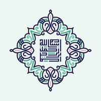 Bismillah Written in Islamic or Arabic Calligraphy with vintage frame. Meaning of Bismillah, In the Name of Allah, The Compassionate, The Merciful. vector