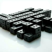 AI generated Black domino blocks isolated on white background, business and education For Social Media Post Size photo