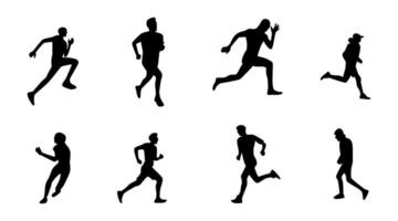 conjunto de siluetas de corriendo Atletas vector