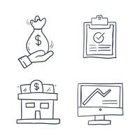 set of vector line financial concept icons