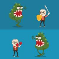 battle between old man with virus vector