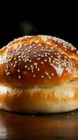 AI generated Soft and doughy texture of a freshly baked bun with sesame Vertical Mobile Wallpaper photo