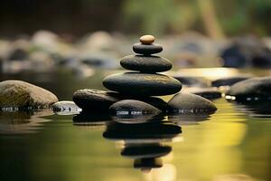 AI generated Zen serenity, basalt stone exudes tranquility and timeless elegance photo