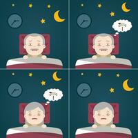 senior Insomnia, sleeplessness vector