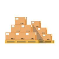 Cardboard boxes on a pallet vector illustration, flat style
