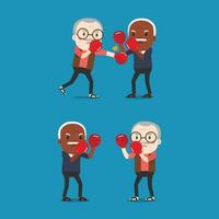 Two grandpa wearing boxing gloves fighting. vector