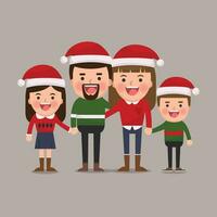 contento familia a Navidad. vector ilustración de un plano diseño