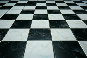 AI generated Checkerboard grace, marble floor in black and white square perfection photo