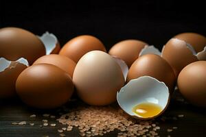 AI generated Egg Canvas Intricately created background using the arrangement of chicken eggs photo