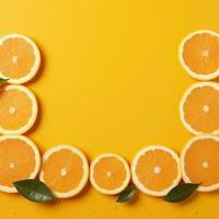 AI generated Citrus allure Fresh orange, yellow background, a canvas with space For Social Media Post Size photo