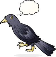 corbeau de dessin animé avec bulle de pensée png