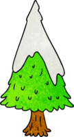 mano dibujado texturizado dibujos animados garabatear soltero nieve cubierto árbol png