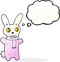 Pensamiento dibujado a mano alzada bubble cartoon spooky cráneo conejo png