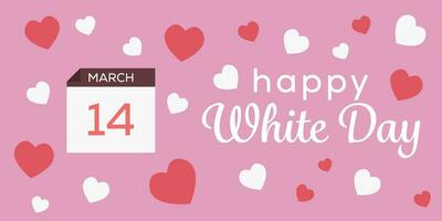 happy white day horizontal banner illustration in flat design style vector