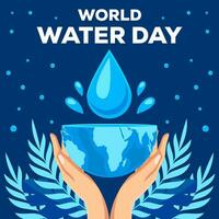 World Water Day illustration with hands and a drop of water to earth vector