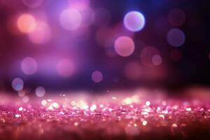 AI generated Dreamy bokeh glow blurred purple and pink light abstract background photo