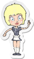 retro distressed sticker of a cartoon maid png