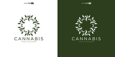 abstract marijuana, cannabis for cbd logo design vector