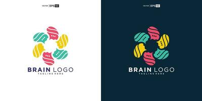 logo brain creative inspiration design. Intellect mind sign. Speech bubbles. Brainstorm communication. vector