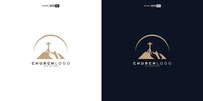 church logo designs with mountain, minimalist logo. People church vector logo design template