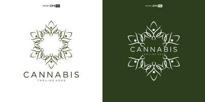 abstract marijuana, cannabis for cbd logo design vector