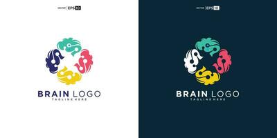 brain color logo. genius smart symbol design. abstract brain logo elements vector