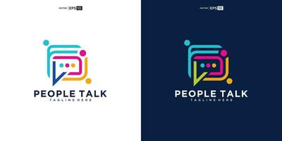 people talk with bubble chat logo design inspiration vector