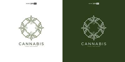 abstract marijuana, cannabis for cbd logo design vector