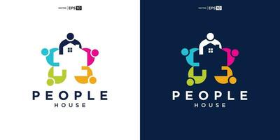 casa hogar personas humano equipo trabajo familia logo diseño inspiración vector