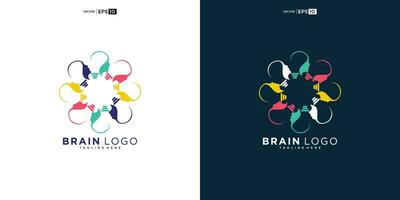 brain color logo. genius smart symbol design. abstract brain logo elements vector