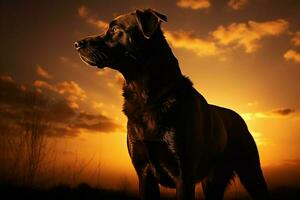 AI generated Silhouetted beauty, a mysterious canine form in the gentle light photo